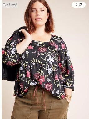 Anthropologie Dolan Left Coast Cherie Babydoll Top 2X